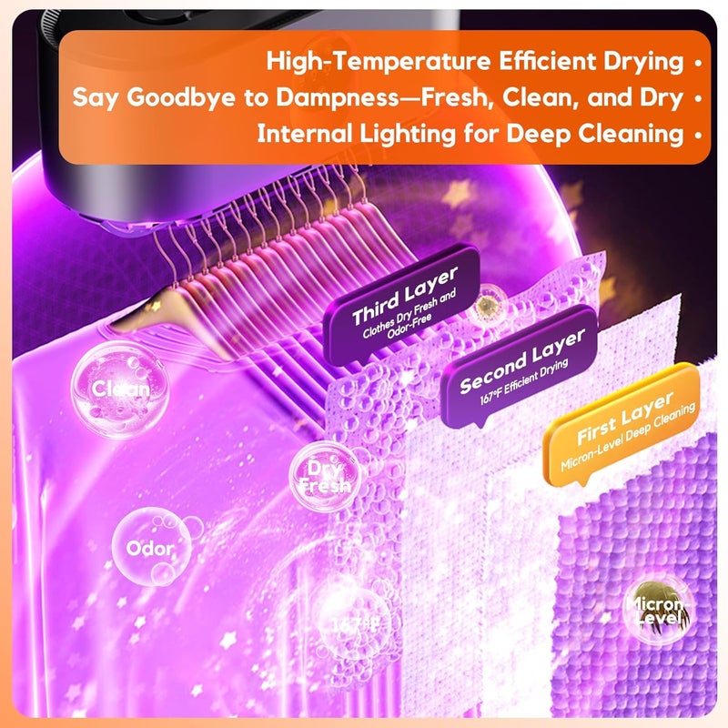 CinGiiCo Portable Clothes Dryer, Clothes Dryer hold 9-12 Items, With Time Setting、Remote Control, Portable Dryers For Laundry, Apartments, RV, Travel, Low noise、Energy Saving、 Wrinkle Resistant - Image 5